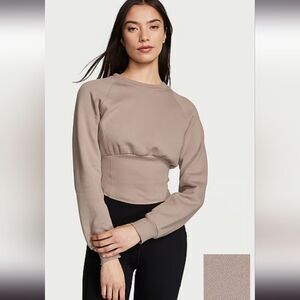 Victoria Secret Taupe Long Sleeve Sweatshirt Cropped Sz XSMALL NWT